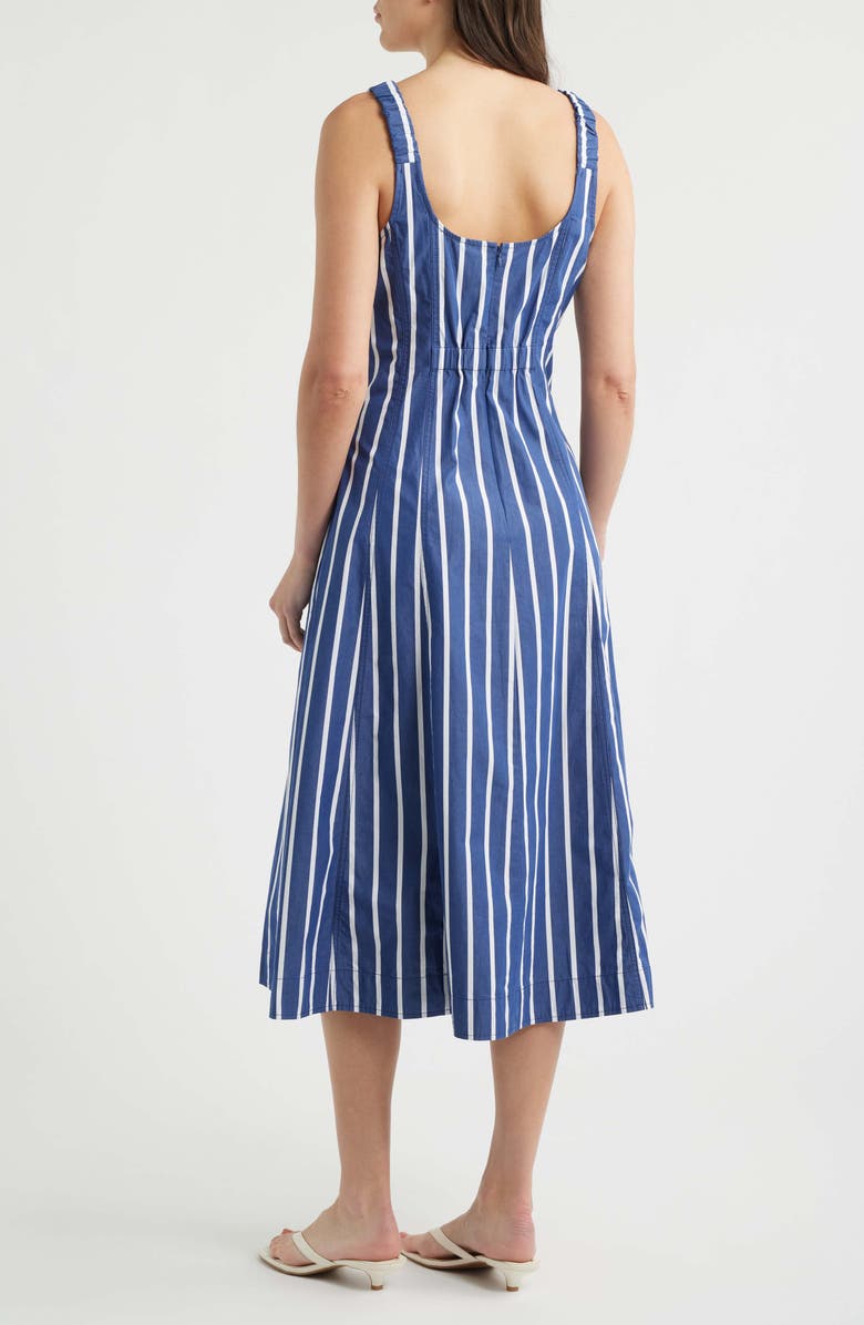 Madewell Rylie Stripe Poplin Midi Dress, Alternate, color, Cool Navy
