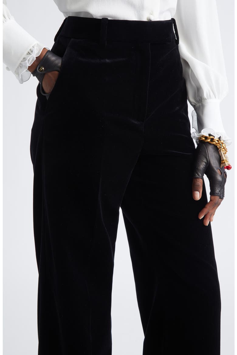 Velveteen Wide Leg Trousers, Alternate, color, BLACK