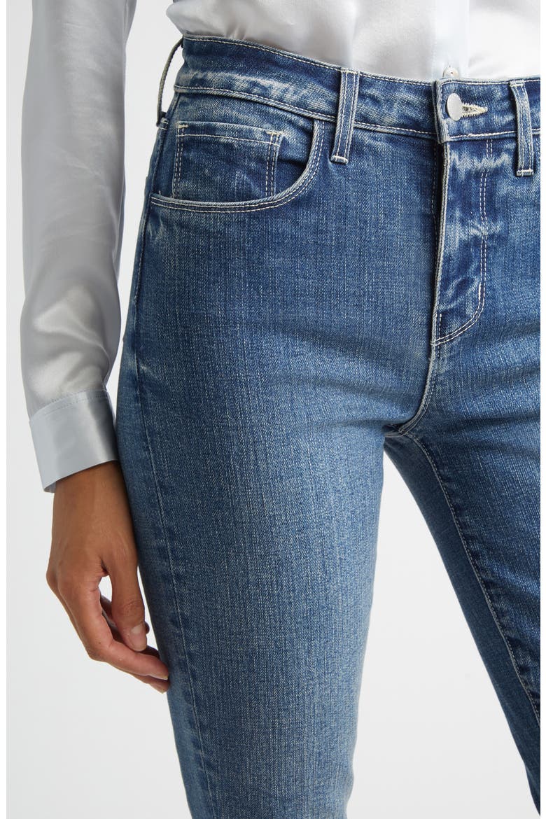 Ruth High Waist Raw Hem Straight Leg Jeans, Alternate, color, FAIR OAK