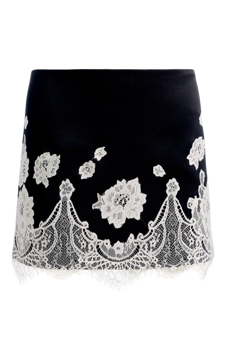 Rubi Lace Trim Miniskirt, Alternate, color, BLACK/ CHINO