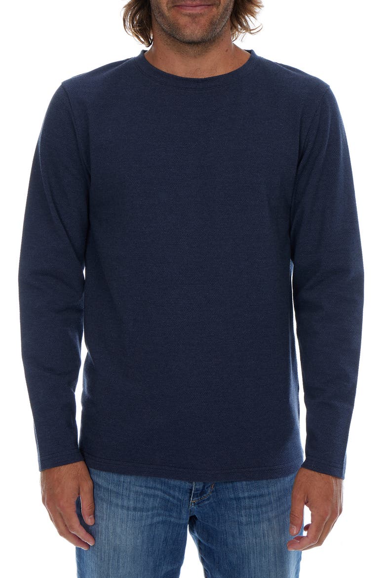 Textured Long Sleeve Crewneck T-Shirt, Main, color, NAVY HEATHER