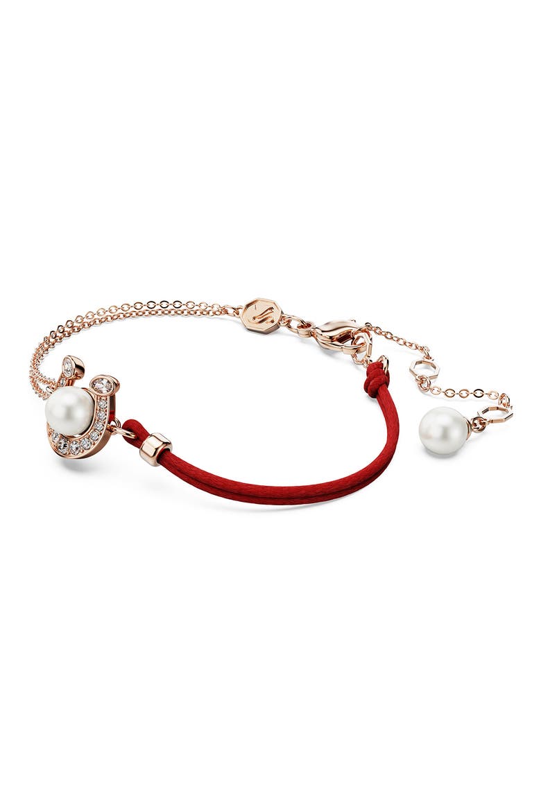 Symbolica Swarovski Faux Pearl Horseshoe Bracelet, Alternate, color, ROSE GOLD