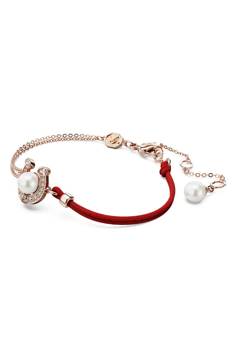 Swarovski Symbolica Swarovski Faux Pearl Horseshoe Bracelet, Alternate, color, 