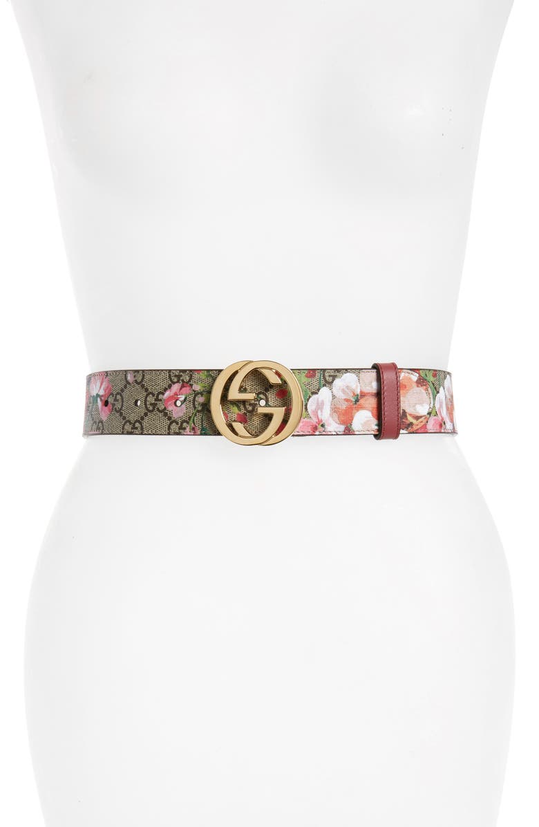 Gucci Rose Leather Belt, Main, color, 