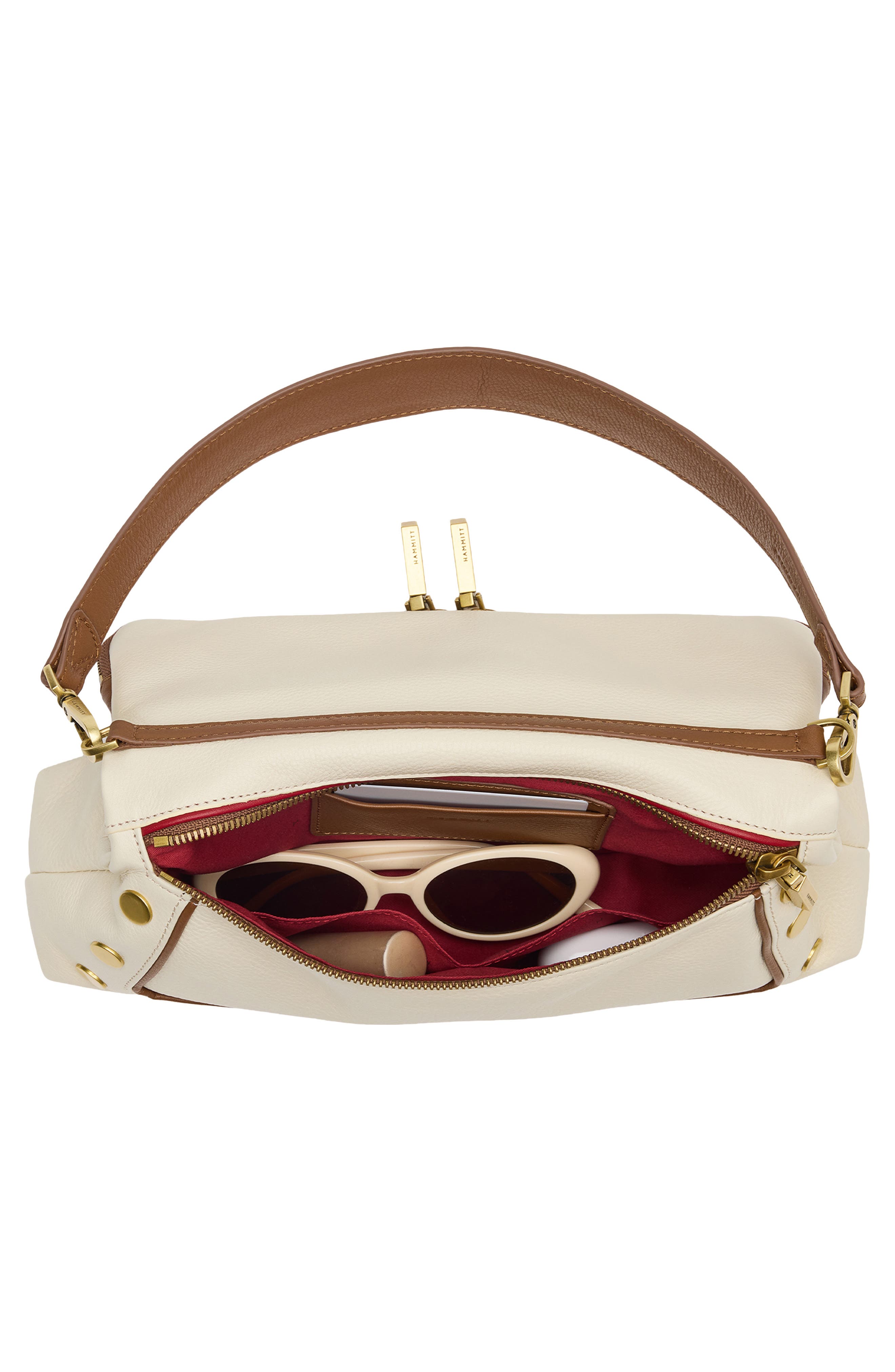HAMMITT Medium Beverly Leather Shoulder Bag, Alternate, color, West End/ Antique Gold