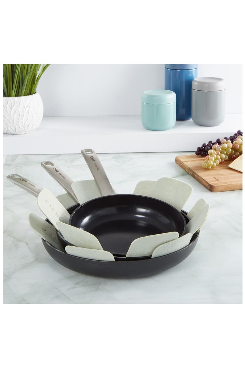 Set of 3 Graphite Non-Stick Frying Pan Set, Alternate, color, BLACK