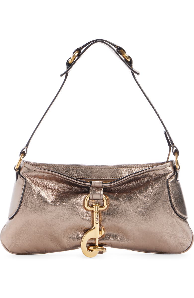 Chloé Kerala 25 Metallic Leather Shoulder Bag, Main, color, 074 Shiny Grey