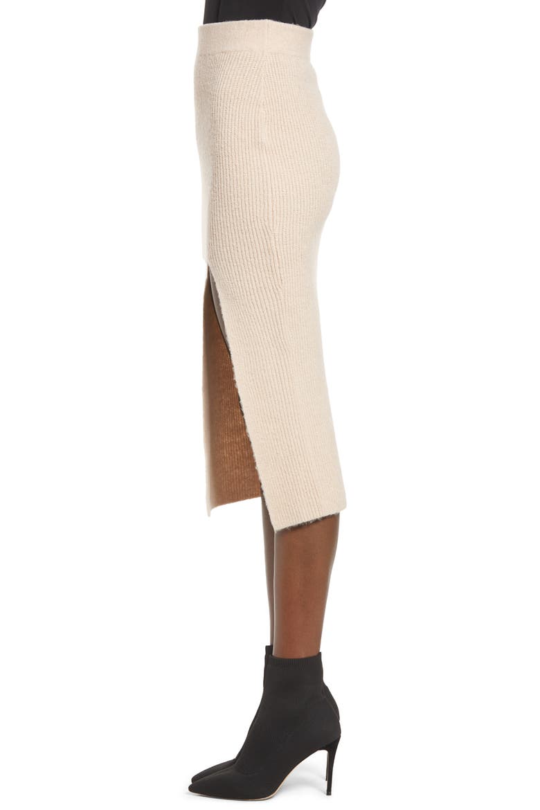 Split Sweater Midi Skirt, Alternate, color, TAN MEMOIR