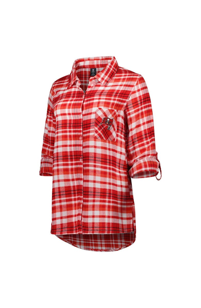 CONCEPTS SPORT Women's Concepts Sport Red Tampa Bay Buccaneers Mainstay Plaid Full-Button Long Sleeve Nightshirt, Alternate, color, Red