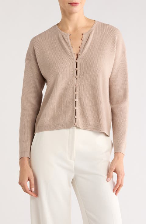 Crewneck Button Front Cardigan