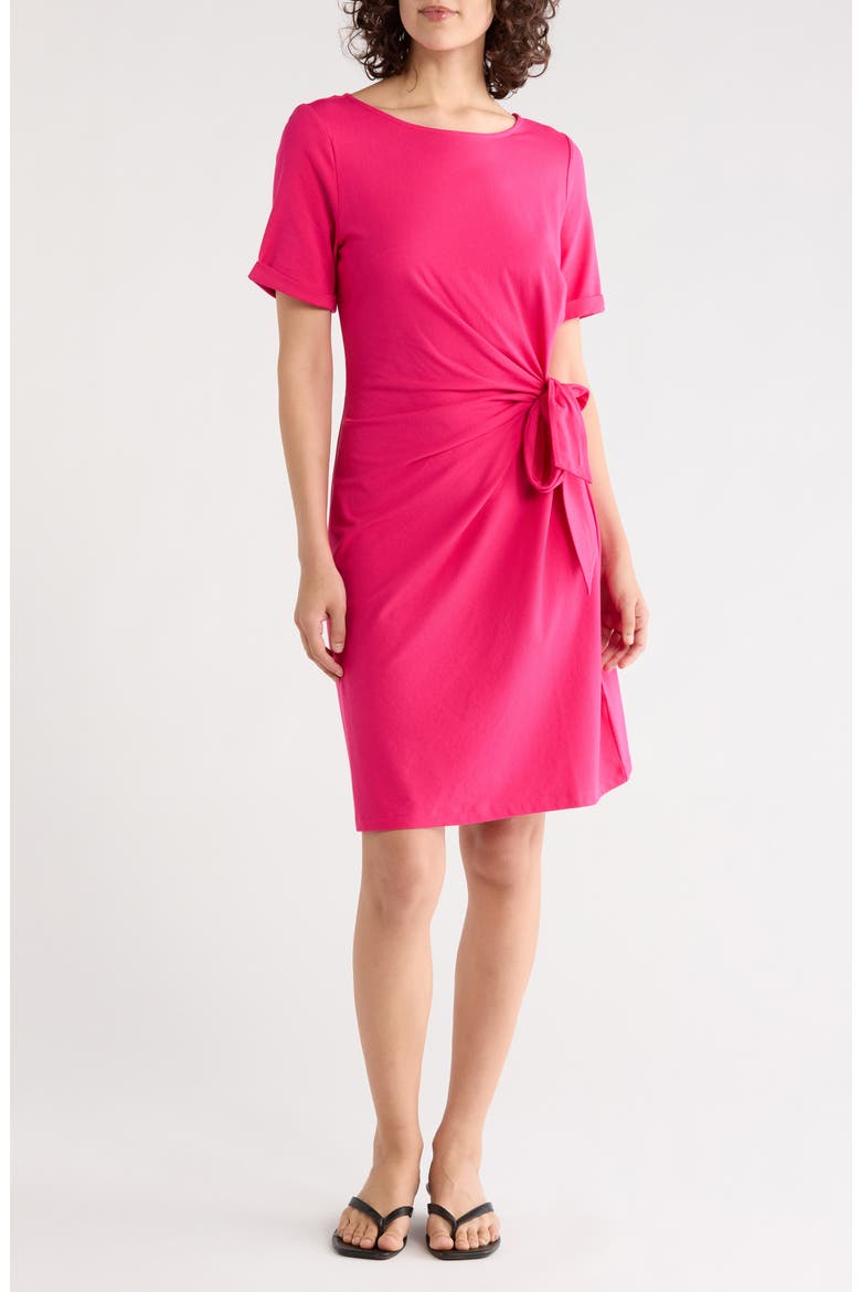Faux Wrap Dress, Main, color, DARK HOT PINK