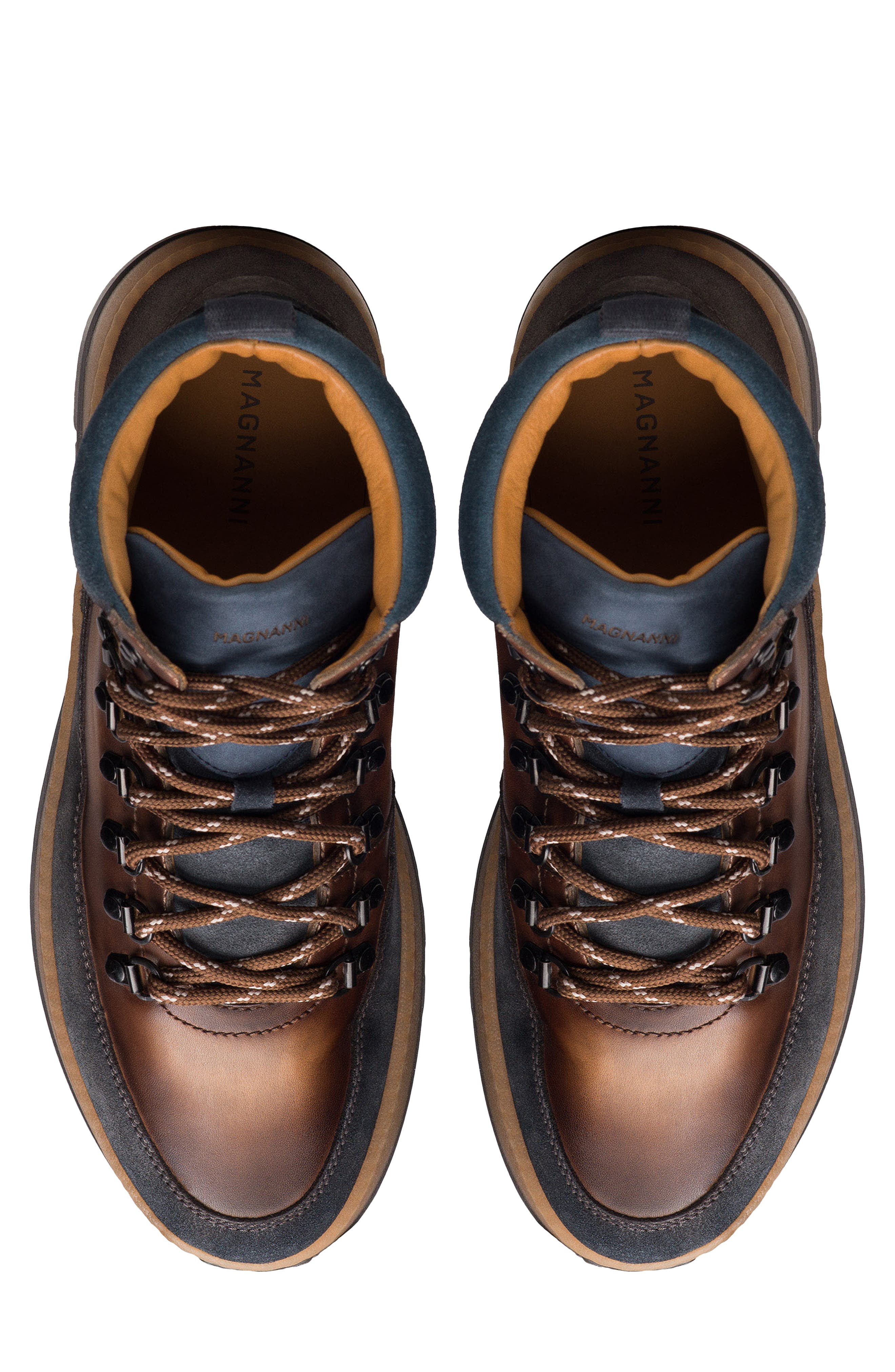 Magnanni Borazo Lug Sole Boot, Alternate, color, Indigo And Brown