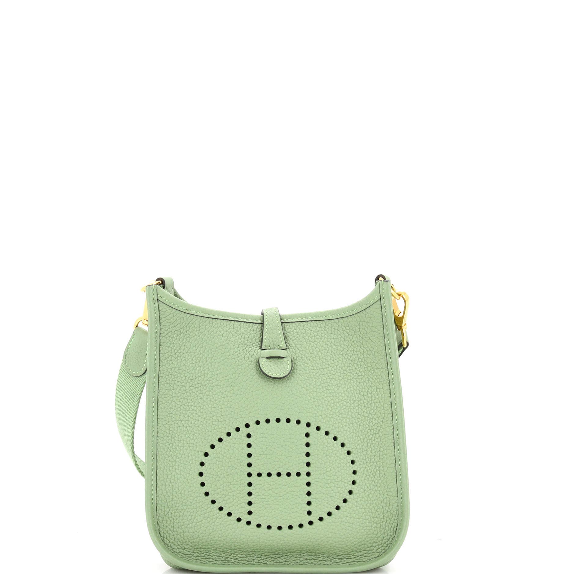 Pre-Owned Hermes Evelyne Bag Gen III Clemence TPM, Main, color, Vert Criquet