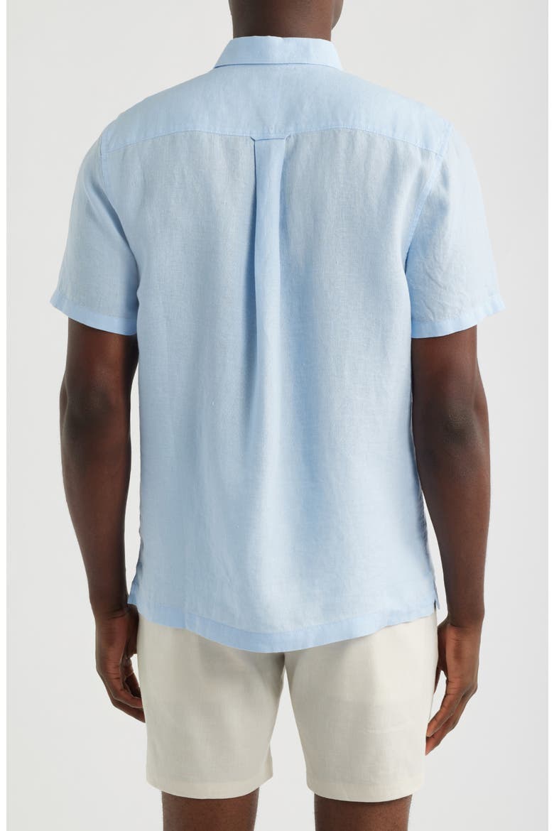 Short Sleeve Linen Button-Up Shirt, Alternate, color, BLUE BREEZE