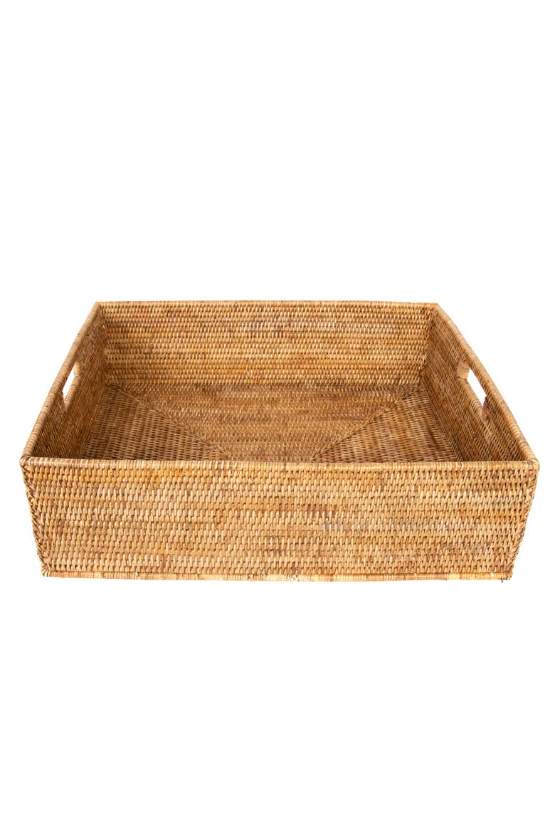 Artifacts Rattan Rectangular Storage Basket, Alternate, color, Honey Brown