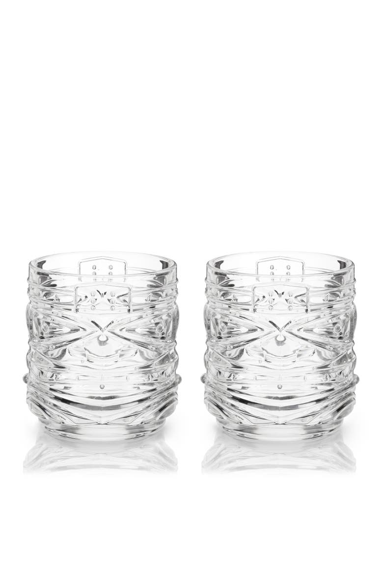 Viski Pacific Crystal Tiki DOF Tumblers Set of 2, Main, color, Clear