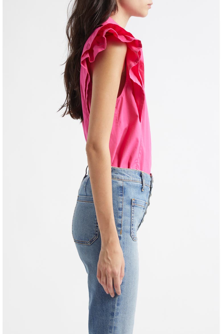 Marceline Flutter Sleeve Cotton Shirt, Alternate, color, PINK PETUNIA