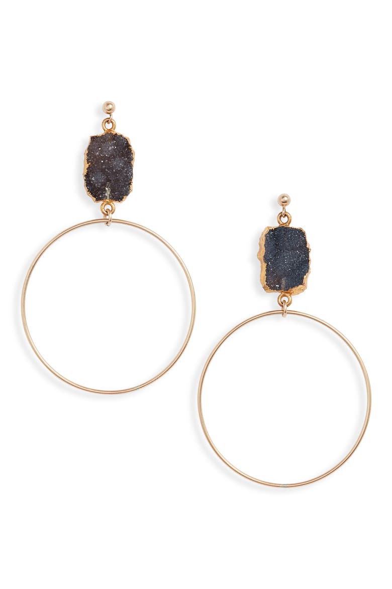 Colby Drop Earrings, Main, color, BLACK