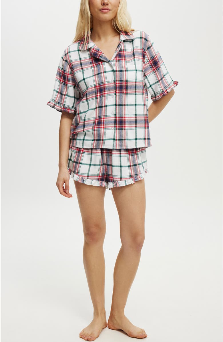 COTTON ON BODY Flannel Short Sleeve Shirt And Short Sleep Set, Alternate, color, 
