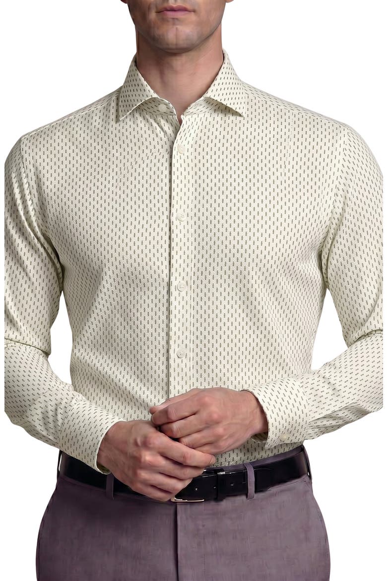 Textured Cotton Blend Dress Shirt, Main, color, BEIGE