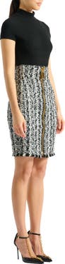 Balmain Zipped two-tone tweed skirt