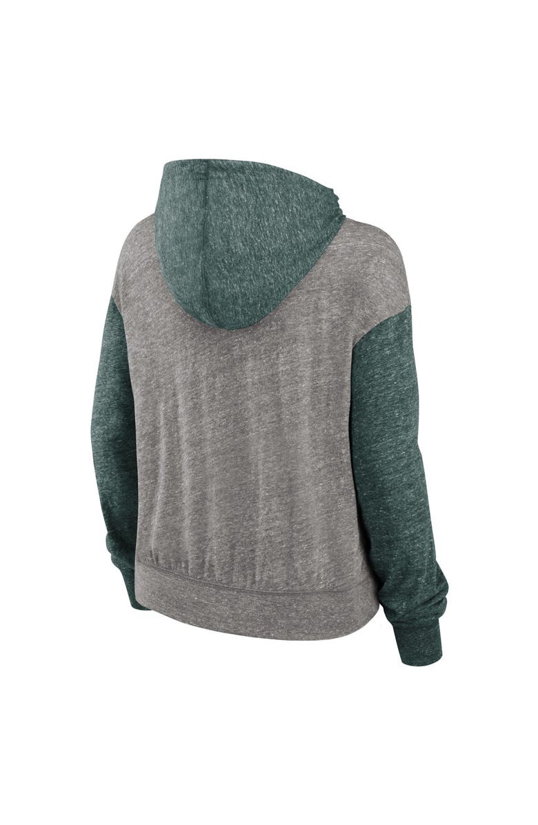 Nike Women's Nike Heather Gray/Green Michigan State Spartans Blitz Color Block Legacy Pullover Hoodie, Alternate, color, Heather Gray