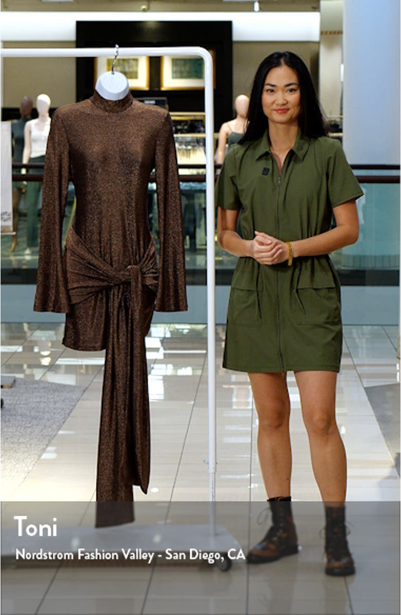 Seraphina Metallic Long Sleeve Tie Front Cocktail Minidress, sales video thumbnail