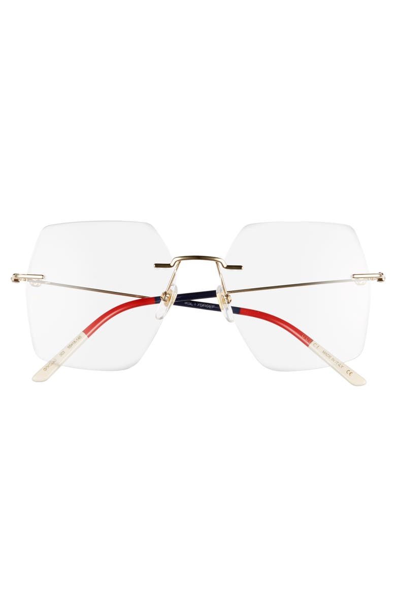 Gucci 55mm Rimless Square Optical Glasses, Alternate, color, 