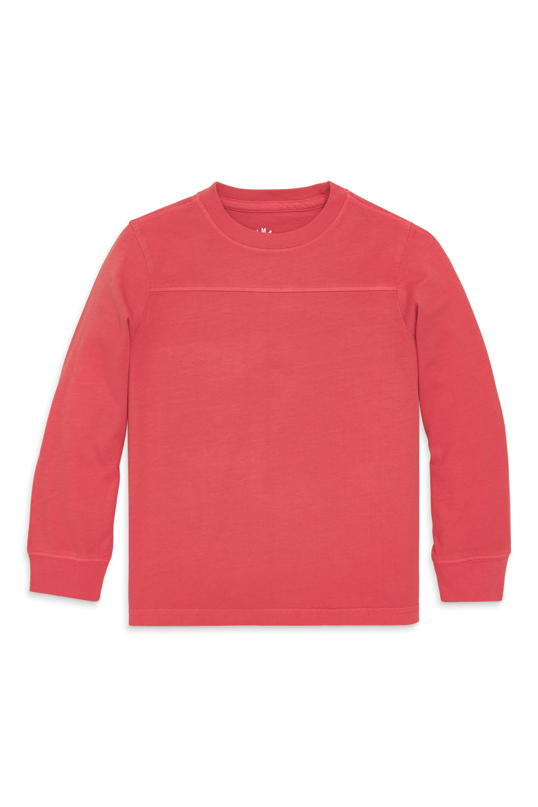 Kids Long Sleeve Garment Dyed Varsity Tee (toddler, Little Kid, Big Kid), Main, color, Strawberry