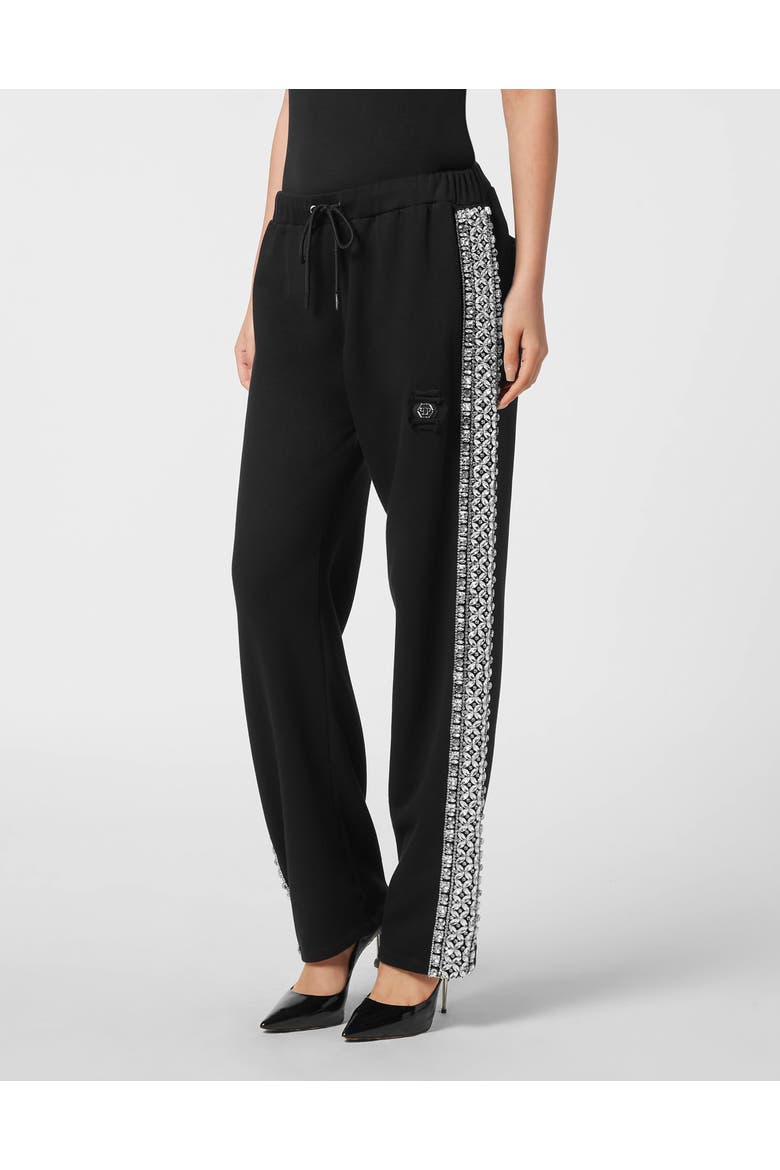 Jersey Jogging Pants Crystal Women, Main, color, black