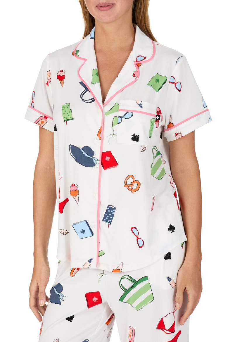 print crop pajamas, Alternate, color, PINK/ MULTI