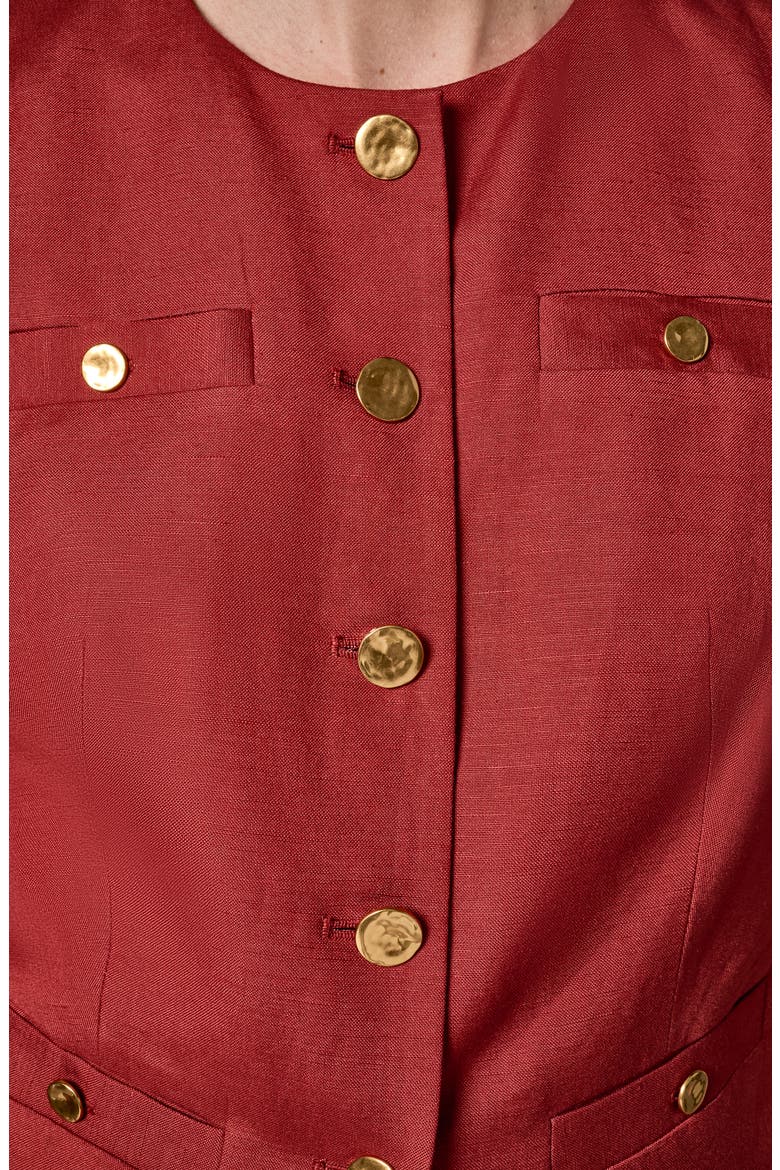 Button Front Linen Blend Vest, Alternate, color, SUNBAKED