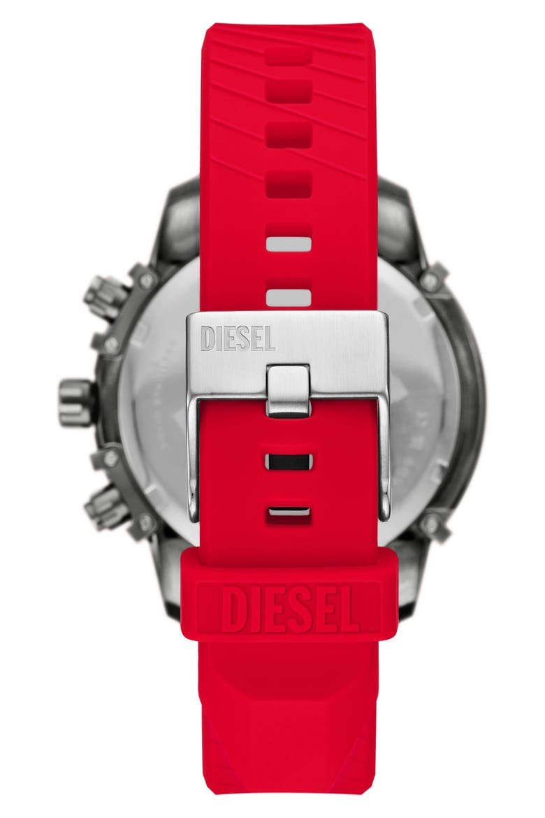 Griffed Chronograph Silicone Strap Watch, 48mm, Alternate, color, GUNMETAL