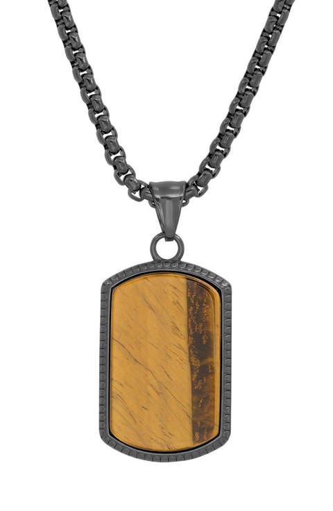 Men's Simulated Tiger's-Eye Dog Tag Pendant Necklace