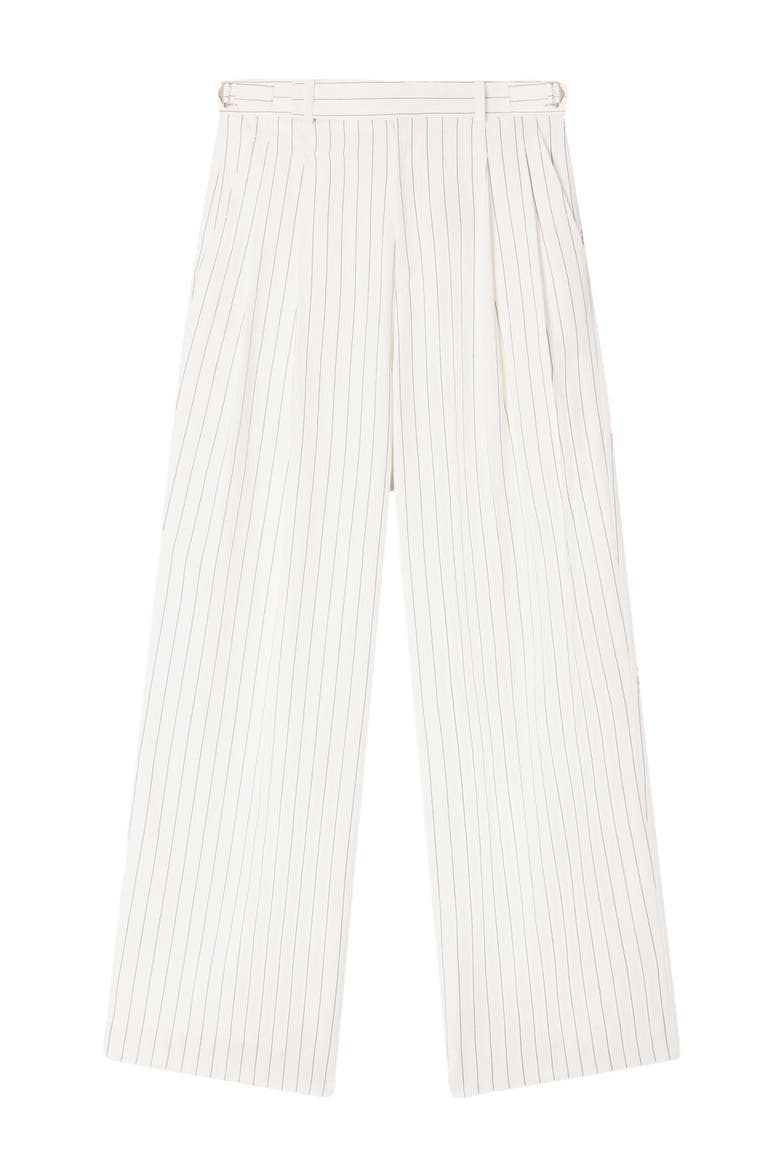 Striped suit trousers, Alternate, color, Ecru / black