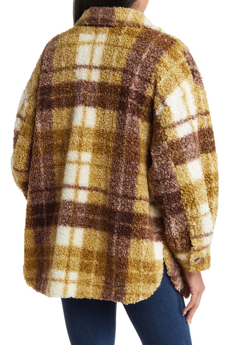 Faux Shearling Plaid Jacket, Alternate, color, OLIVE