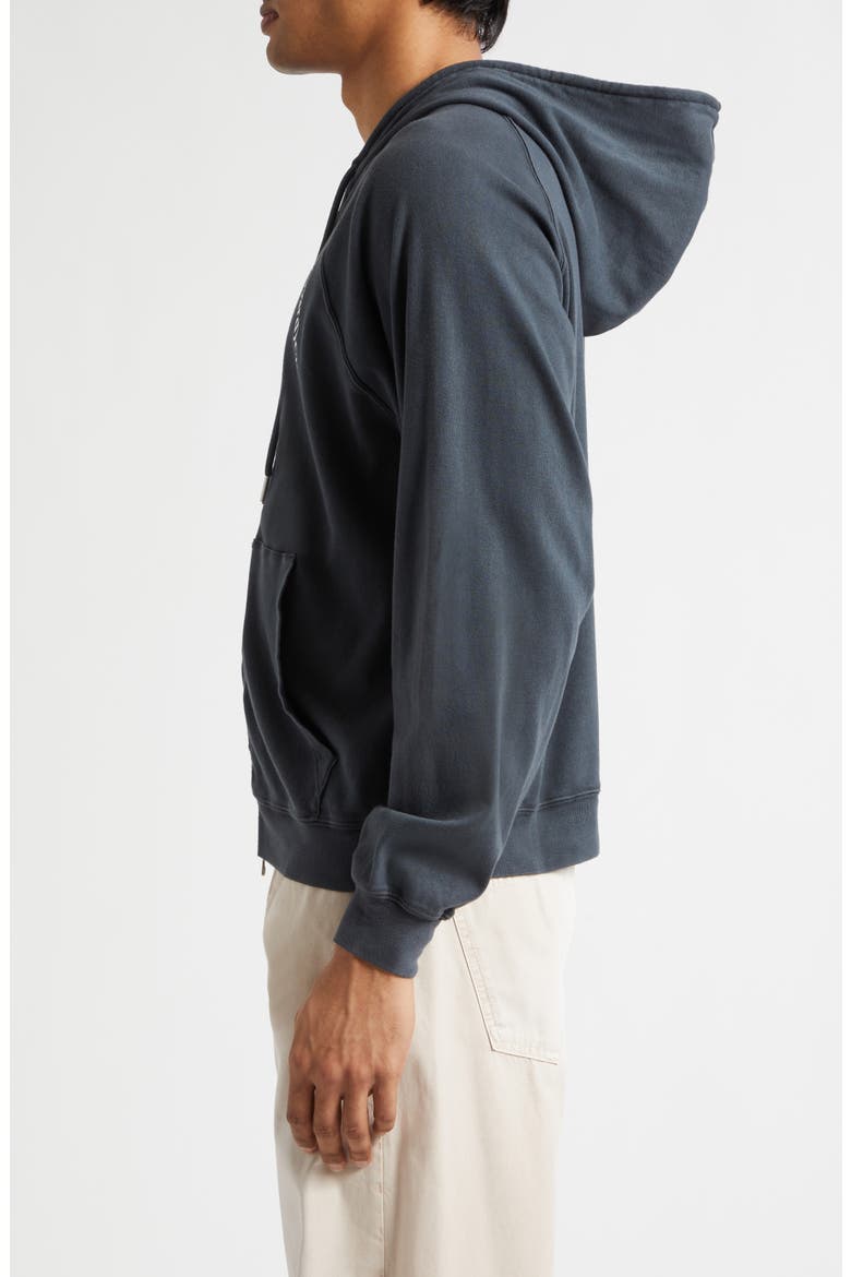 Petite Logo Organic Cotton Zip Graphic Hoodie, Alternate, color, BLACK