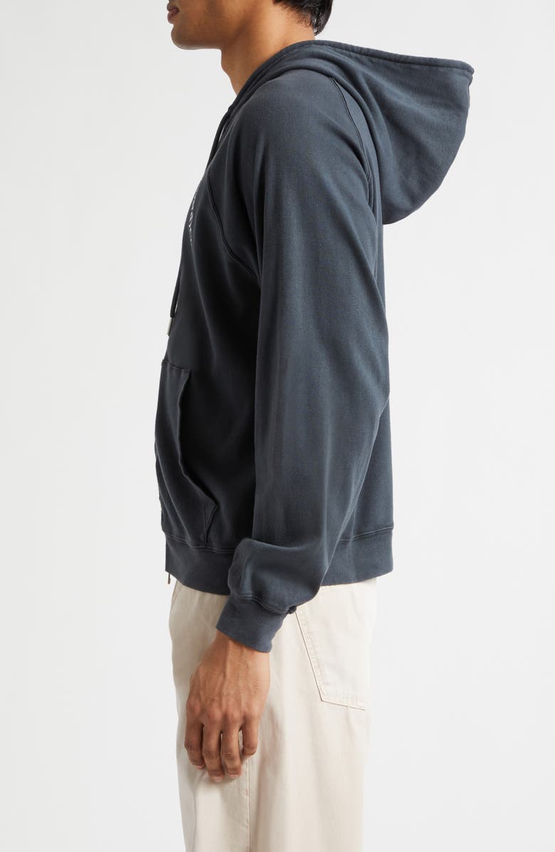 STOCKHOLM SURFBOARD CLUB Petite Logo Organic Cotton Zip Graphic Hoodie, Alternate, color, Black