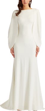 Tadashi Shoji Low Back Crepe Gown