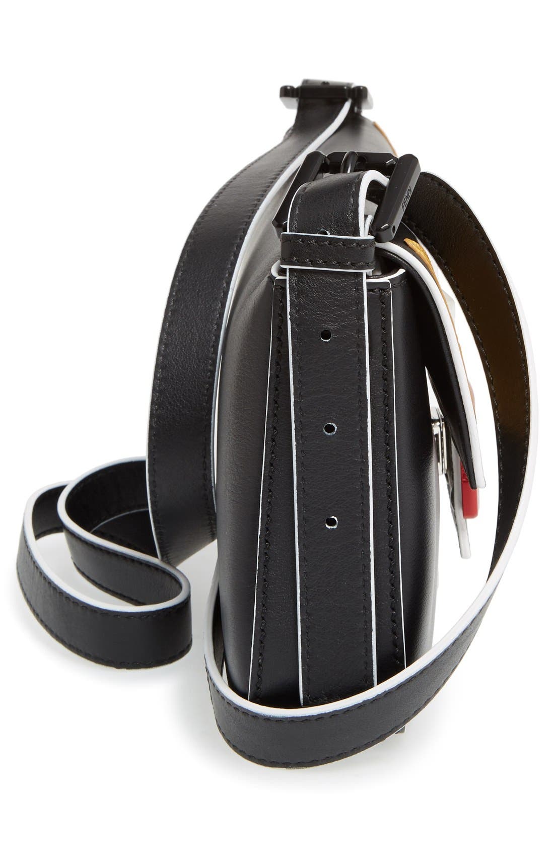Fendi 'Mini Monster' Leather Baguette, Alternate, color, 
