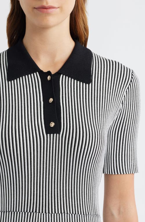 Zoe And Claire Collared Short Sleeve Ribbed Sweater Dress In Multi