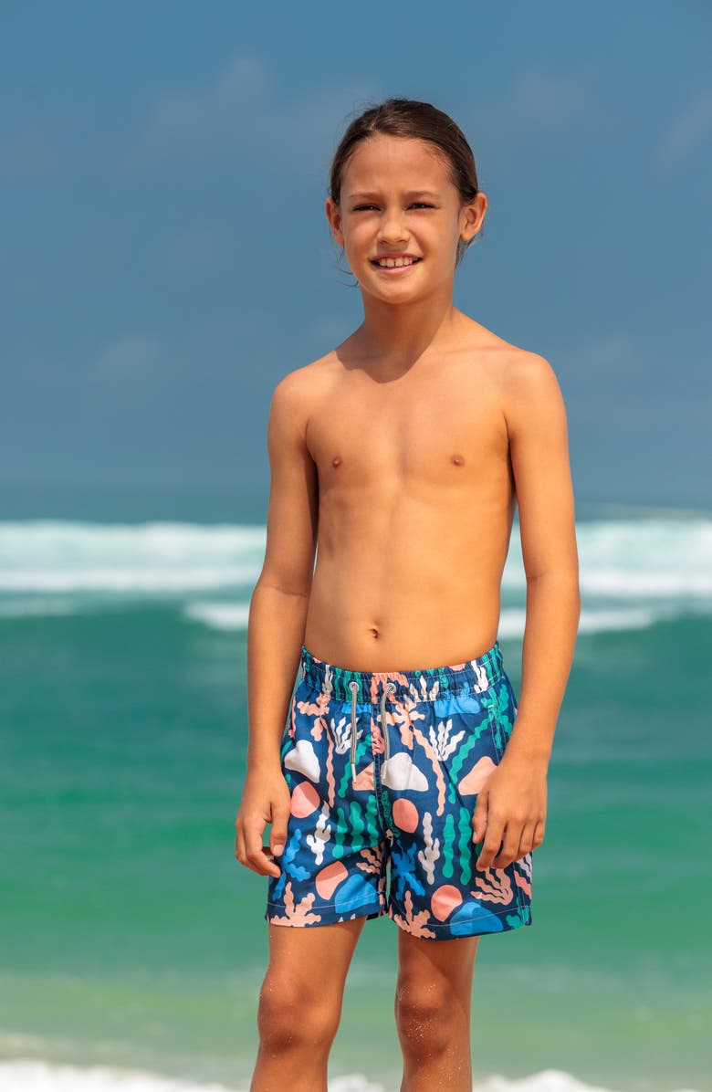 Boardies Kids' Palm Springs Swim Trunks, Alternate, color, Navy