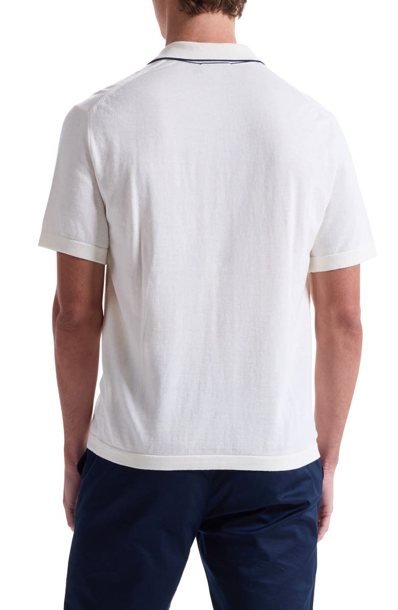 Bugatchi Tipped Cotton & Silk Pocket Polo Sweater, Alternate, color, Chalk