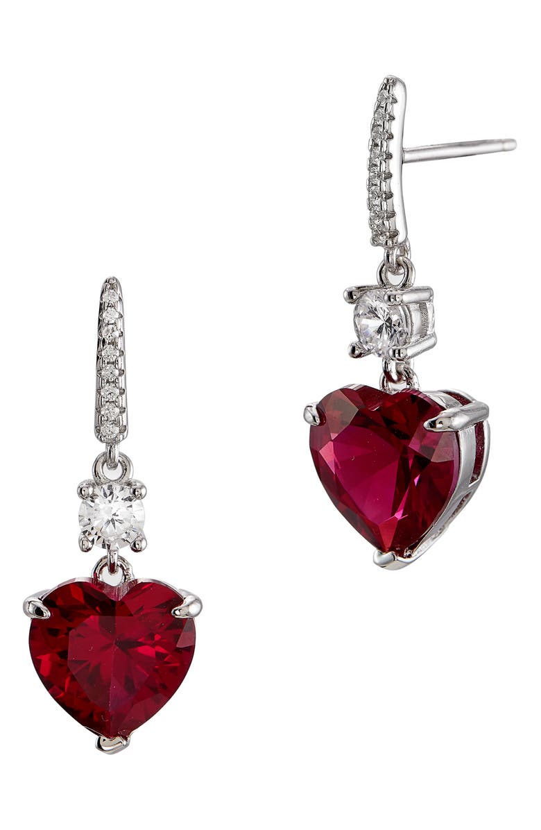 SAVVY CIE JEWELS Cubic Zirconia Drop Earrings, Main, color, Red
