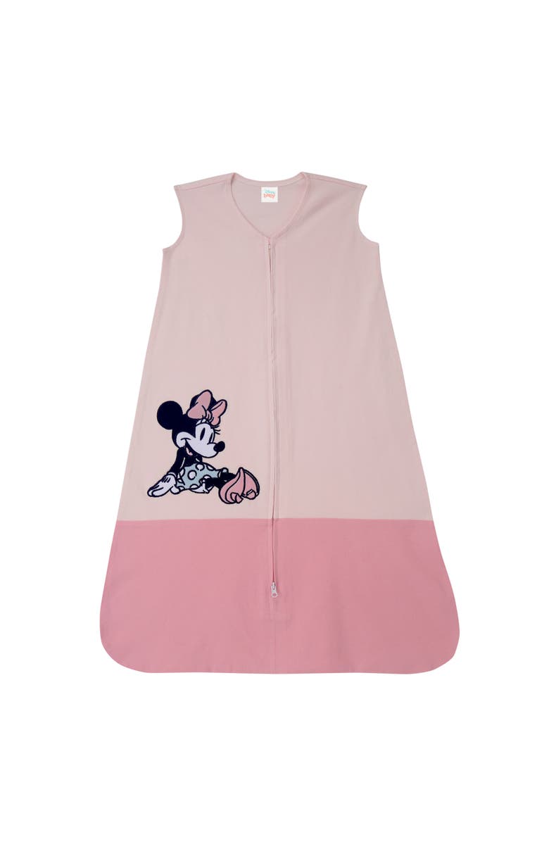 Lambs & Ivy Disney Baby Minnie Mouse Appliqued Cotton Wearable Blanket, Main, color, Pink