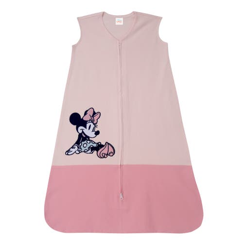 Lambs & Ivy Disney Baby Minnie Mouse Appliqued Cotton Wearable Blanket In Pink