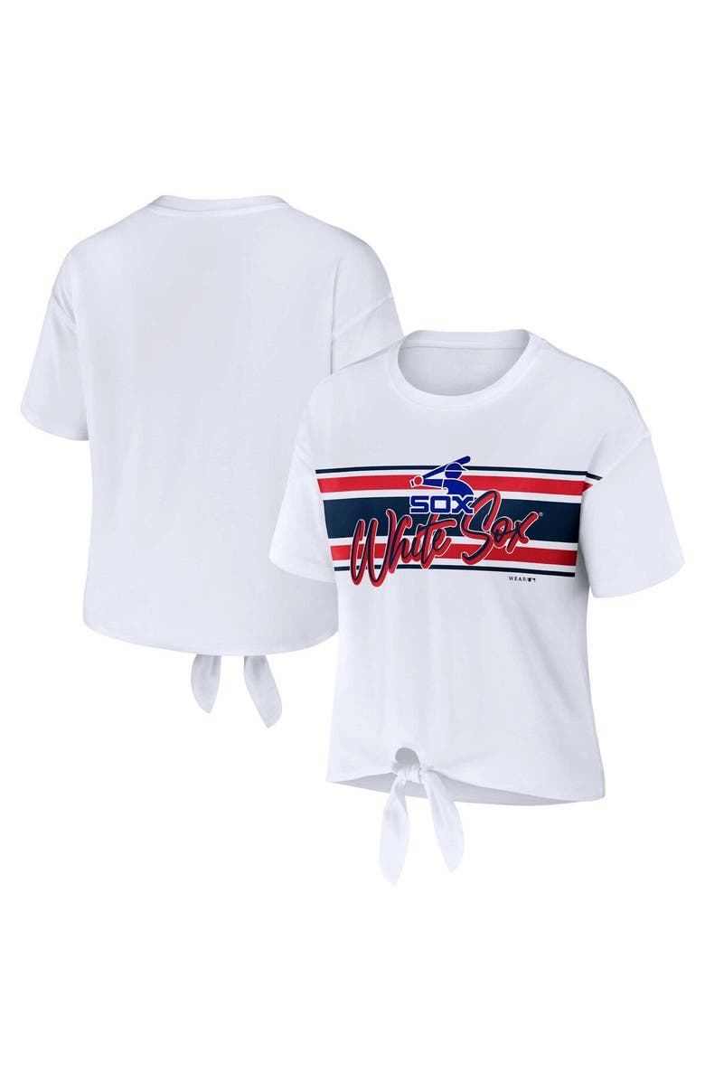 WEAR by Erin Andrews Women's WEAR by Erin Andrews White Chicago White Sox Front Tie T-Shirt, Main, color, 