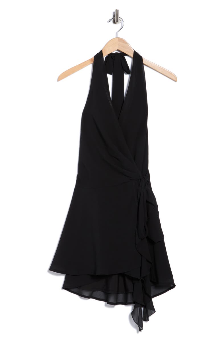 Beivy Drop Waist Wrap Halter Dress, Alternate, color, Black