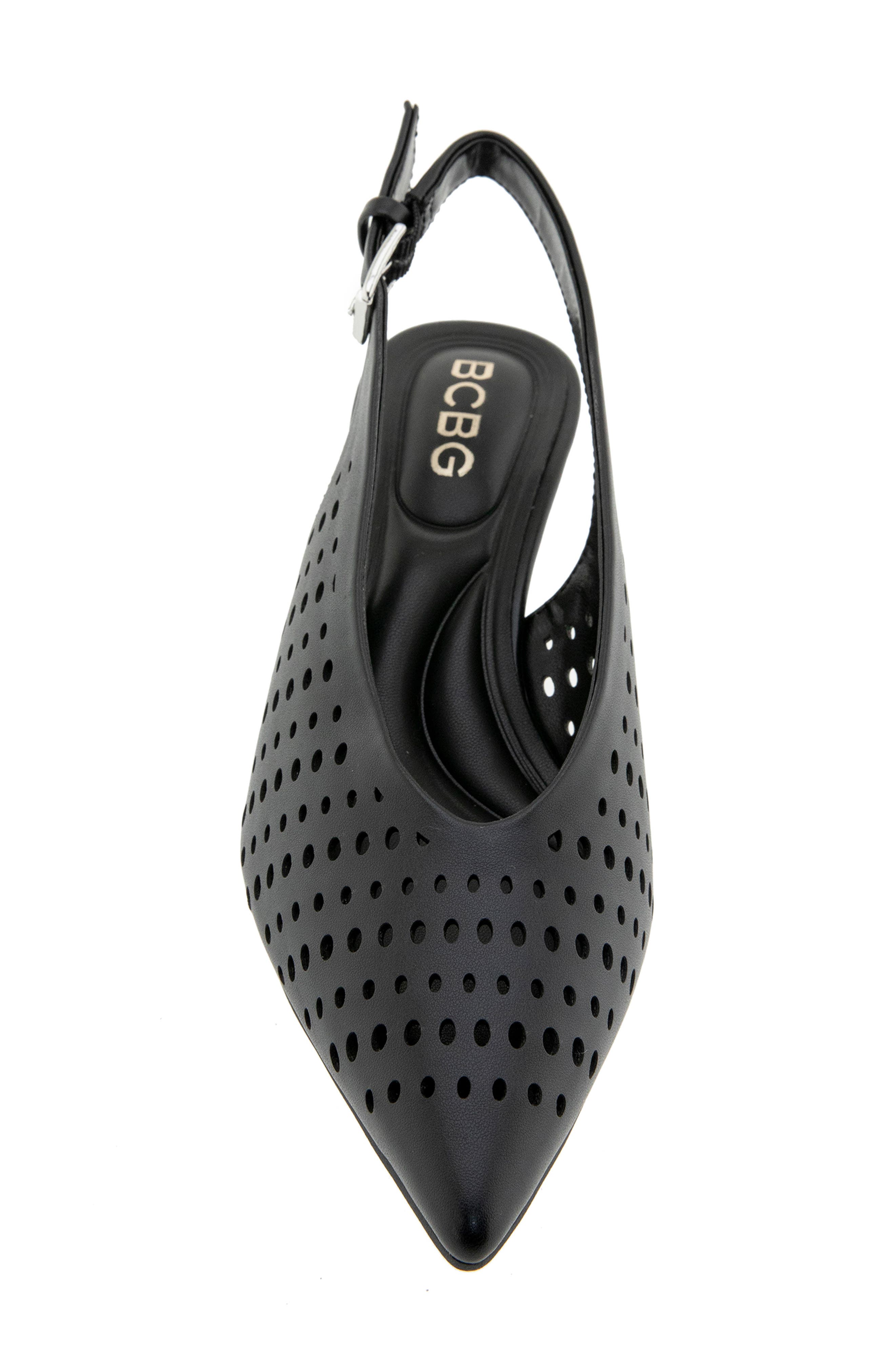 BCBG Pawnee Slingback Pointed Toe Kitten Heel Pump, Alternate, color, Black