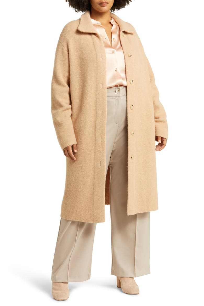 Collared Cardigan Sweater Coat, Main, color, LT BRITTLE